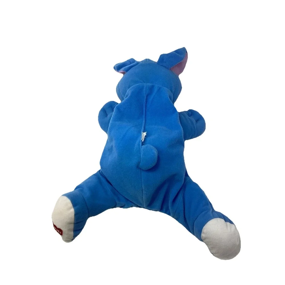 Vintage Fisher Price 1998 Rumple Puppy Plush Blue Pink Nose